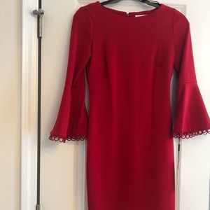 Calvin Klein bell sleeve red dress